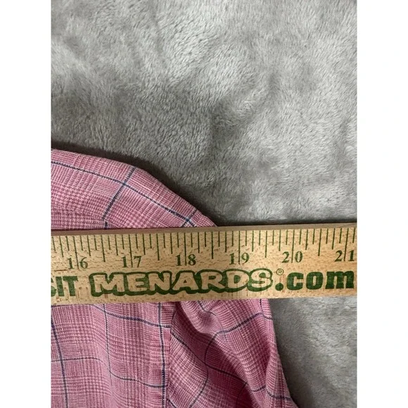 Lands End Baird McNutt Shirt Mens 15 1/2 33 Pink Irish Linen WindowPane Plaid - Picture 4 of 15